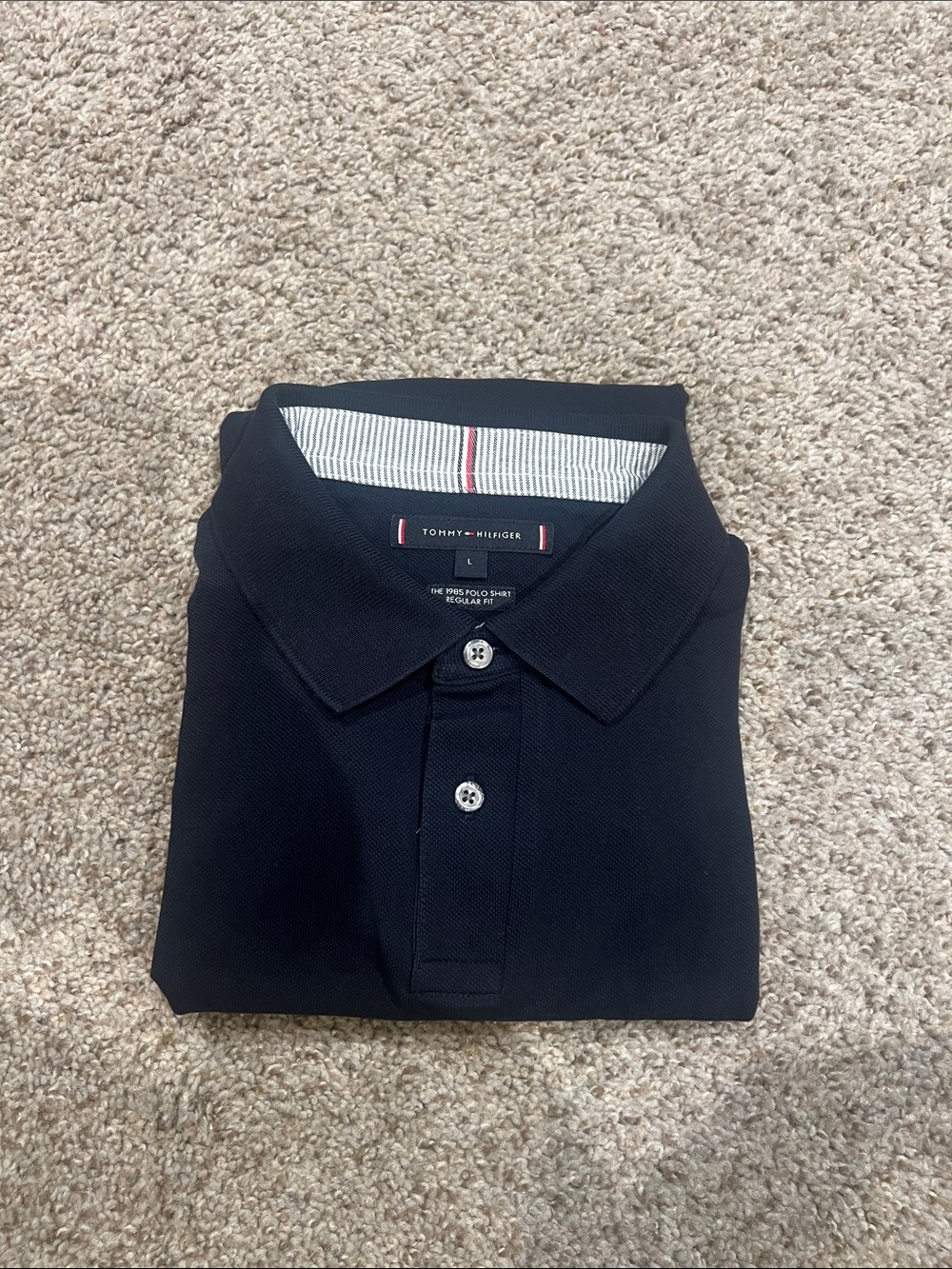 Tommy Hilfiger Men's Navy Blue Polo with Contrast Trim